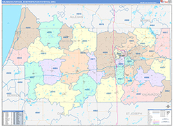 Kalamazoo-Portage Metro Area Wall Map Color Cast Style 2026